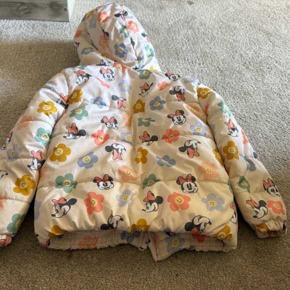 Disney Kids Puffer Jacket - Cream with Floral and Character Print - Picture 5 of 10